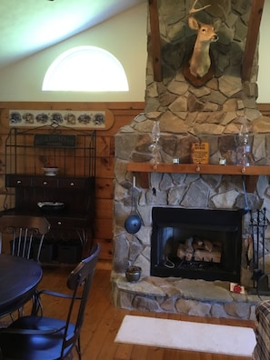 Stone gas fireplace