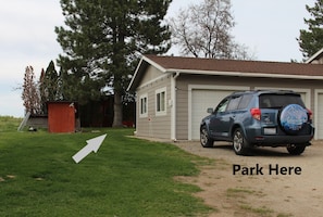 Parking is on the west side of the 108 main house.