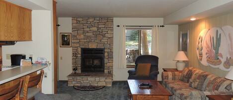 Living room with fireplace