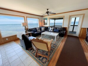 Living Area, First Floor with Deck Access