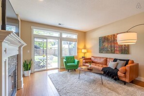 Living room opens up to the back yard 