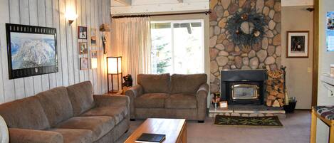 Living area and pellet stove