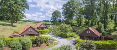 Aerial view of Woodland Lodges