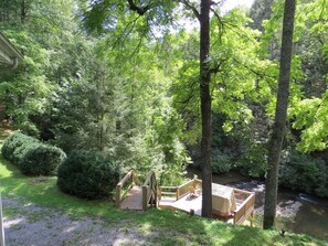 River's edge deck and easy river access steps