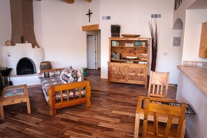 Comfortable, homey living room with Southwestern furniture and decoration