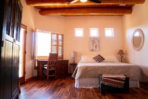 roomy master bedroom with King bed, southwestern furniture