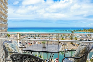 Dine or unwind with sweeping views of the ocean