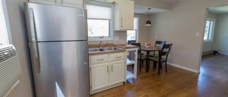 Spacious kitchen with stainless steel appliances