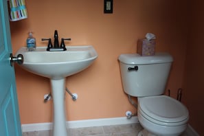 Pool access bathroom