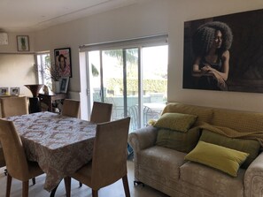 Dining area has viewing patio of pool and Ocean