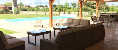 Covered Terrace overlooking Heated Salt Water Pool