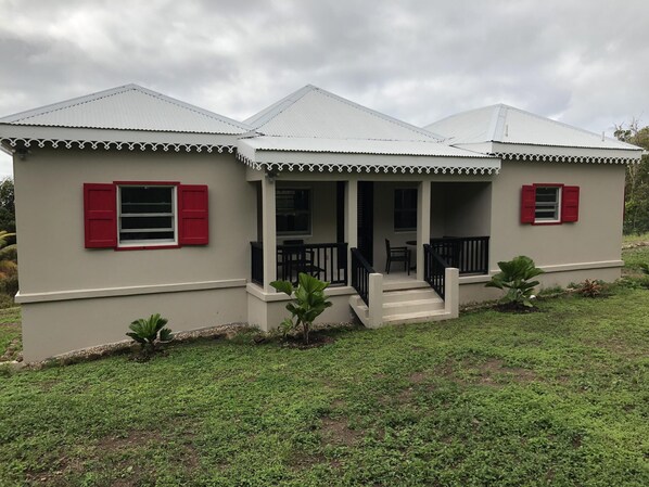 Front door facing Mount Nevis.