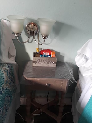 Complimentary snacks and mini wine bottles provided