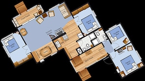 Channel Home floor plan with 4 bedrooms and 2 baths.