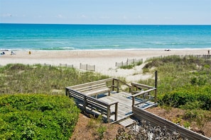 Lower Dune level Deck with Benches, Cold Shower, Hose, and Fish Cleaning Station