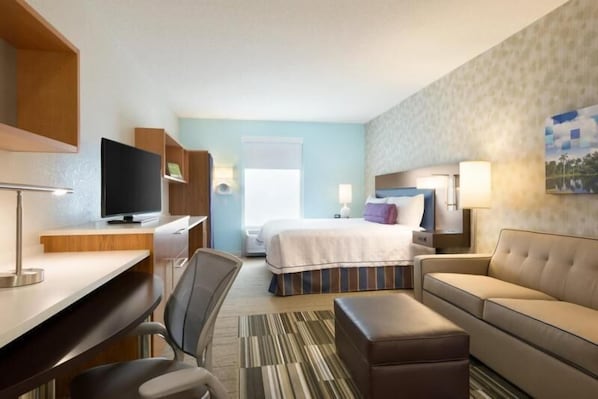 This spacious suite features comfy sofa bed, TV, wi-fi and a kitchenette