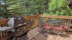 West facing patio with gas grill and patio furniture. Great sunset views.