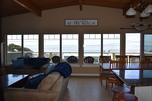 great ocean view from kitchen, dining, and living rooms upstairs
