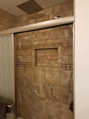 Walk-in tile shower