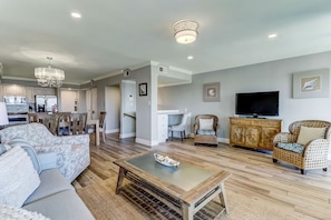 Family room with view of ocean.