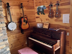 Piano, guitar, banjo, ukuleles for the musically inclined – or take the chance to learn!