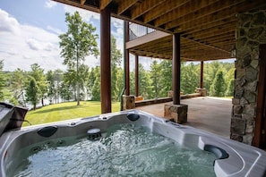 Hot Tub on Lower Landing with Lake and Mountain Views