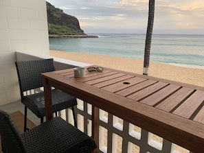 Coffee or cocktails while watching turtles from private balcony