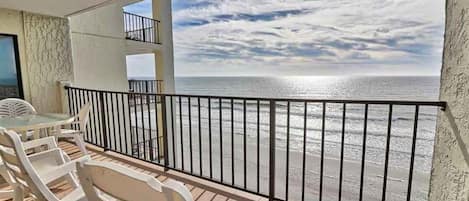 Oceanfront balcony, accessible off the kitchen, living room and master bedroom!