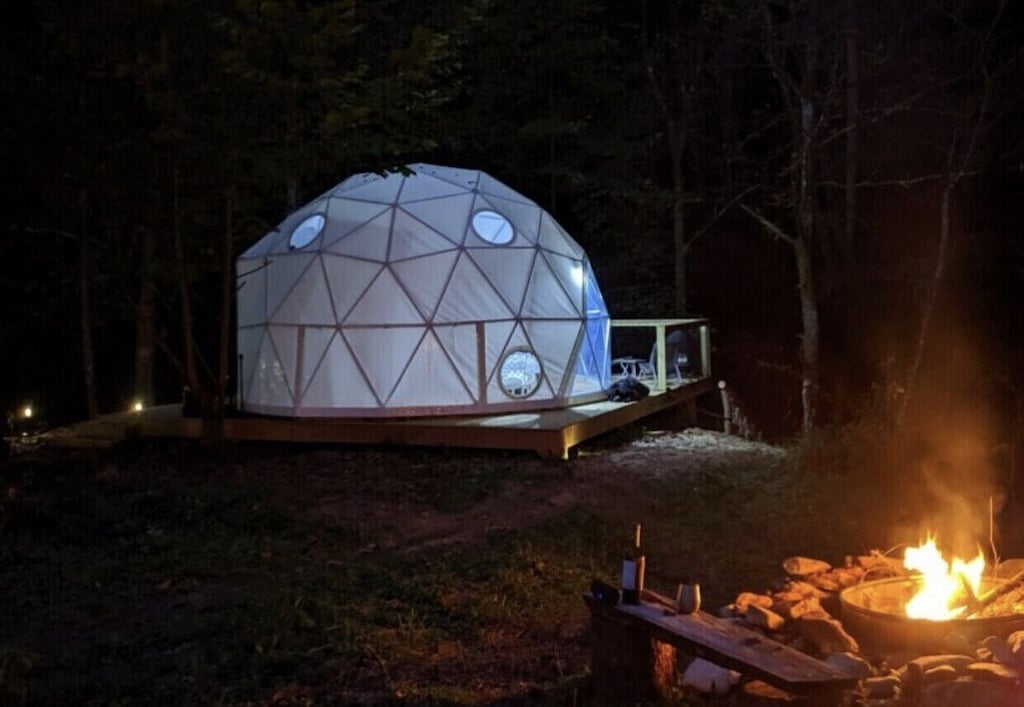 New Glamping Geodesic Dome Tent, Glamping Fire Pit