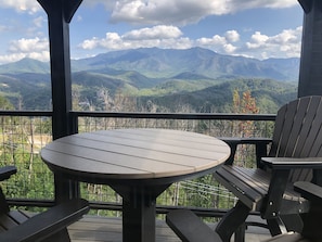 enjoy a panoramic mountain view while dining on your deck!
