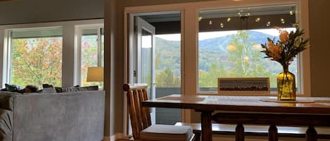 View from the kitchen and dining area