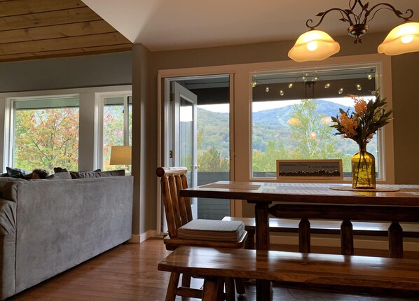 View from the kitchen and dining area