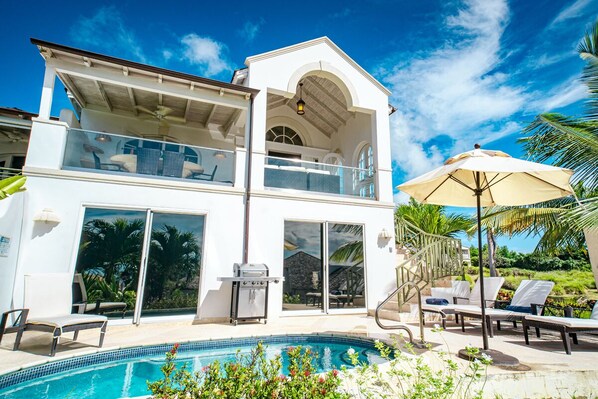 View of the villa and pool