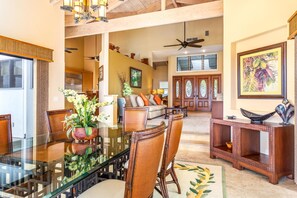 The dining area is open to the living room and kitchen.