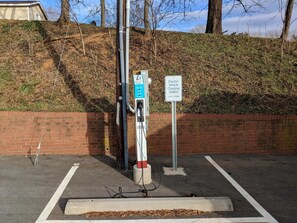 EV charging station in the parking lot across the street!