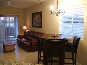 Tall Pub style dining table.  Dine in with take out!