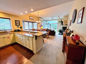 A spacious, open concept, living room/dining room/kitchen and 2 bedrooms make this the perfect home base for your White Mountains adventure.