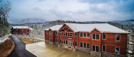 Aerial Front View of Our Luxury Cabin in Gatlinburg, TN.