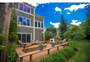 Beautifully landscaped gardens and deck