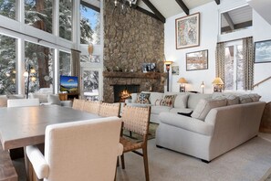 Floor to ceiling fireplace