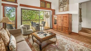 Waikomo Stream Villas #333 - Living Room & Lanai View - Parrish Kauai