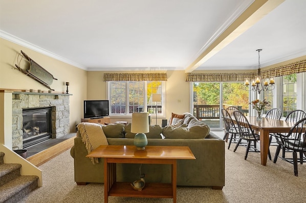 Living Room and Dining Area with Access to the Deck