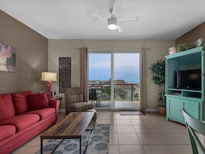 Living Area and Private Balcony