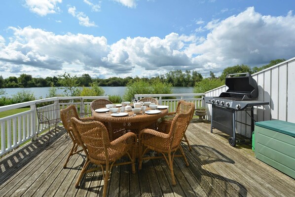 The private deck is a perfect spot to sit back and enjoy lakeside life