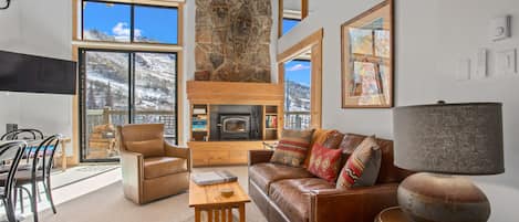 Living Room with Woodburning Fireplace