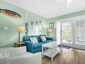 Living area with balcony access