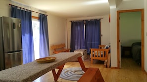 view from the kitchen toward the living room