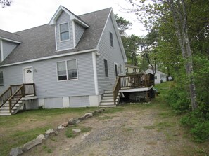 Front driveway and side deck