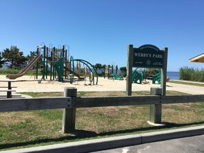 Webby beach park and playground is only steps away