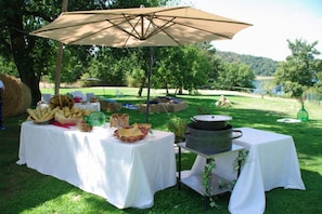 Outdoor banquet area